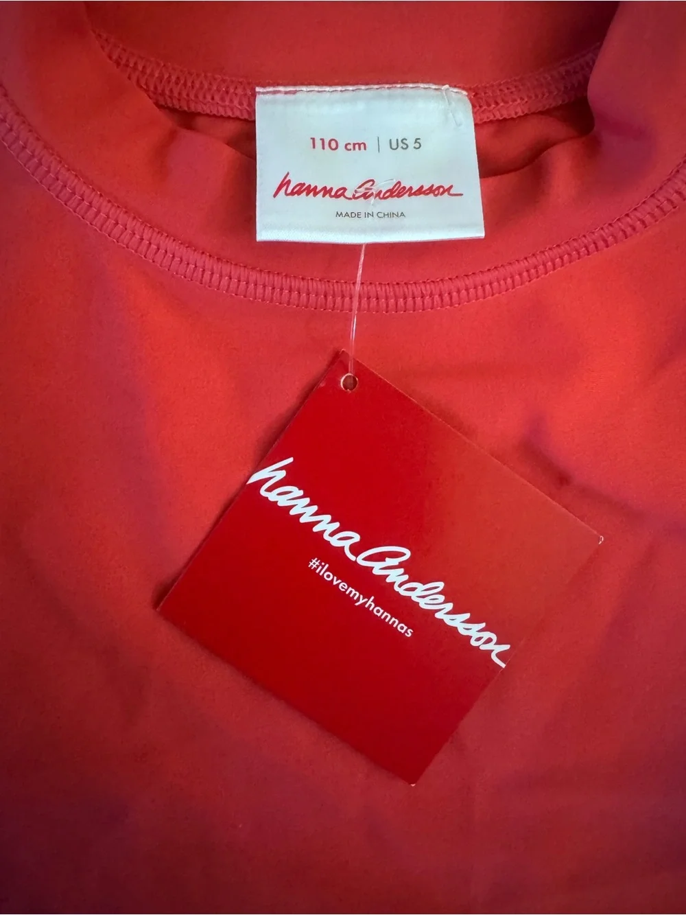 BNWT Hanna Andersson Coral-Red Long Sleeve swim rash guard
